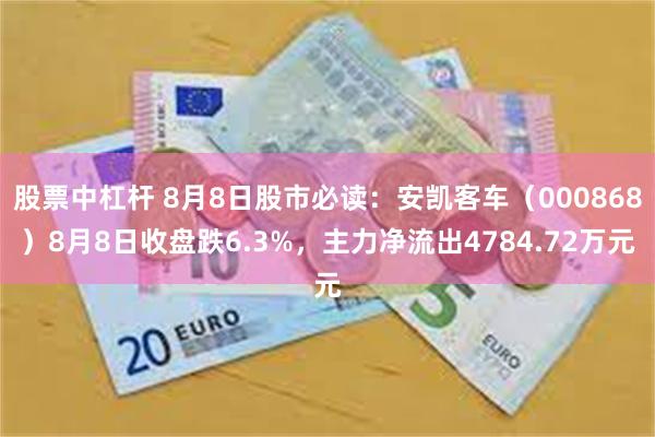股票中杠杆 8月8日股市必读：安凯客车（000868）8月8日收盘跌6.3%，主力净流出4784.72万元